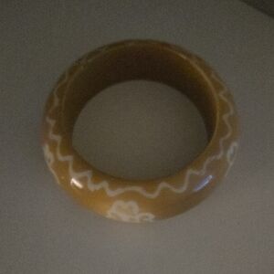 Yellow Floral Pattern Resin Hair Bangle - Women Accessories